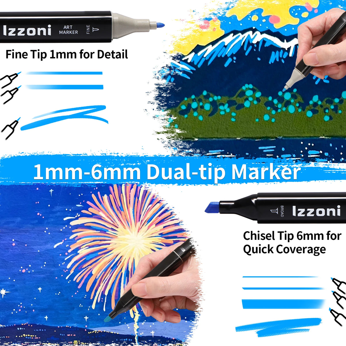 24 Colors Alcohol Markers Brush Tip Dual Tip Art Markers for Marker Pens for Adult Coloring Painting