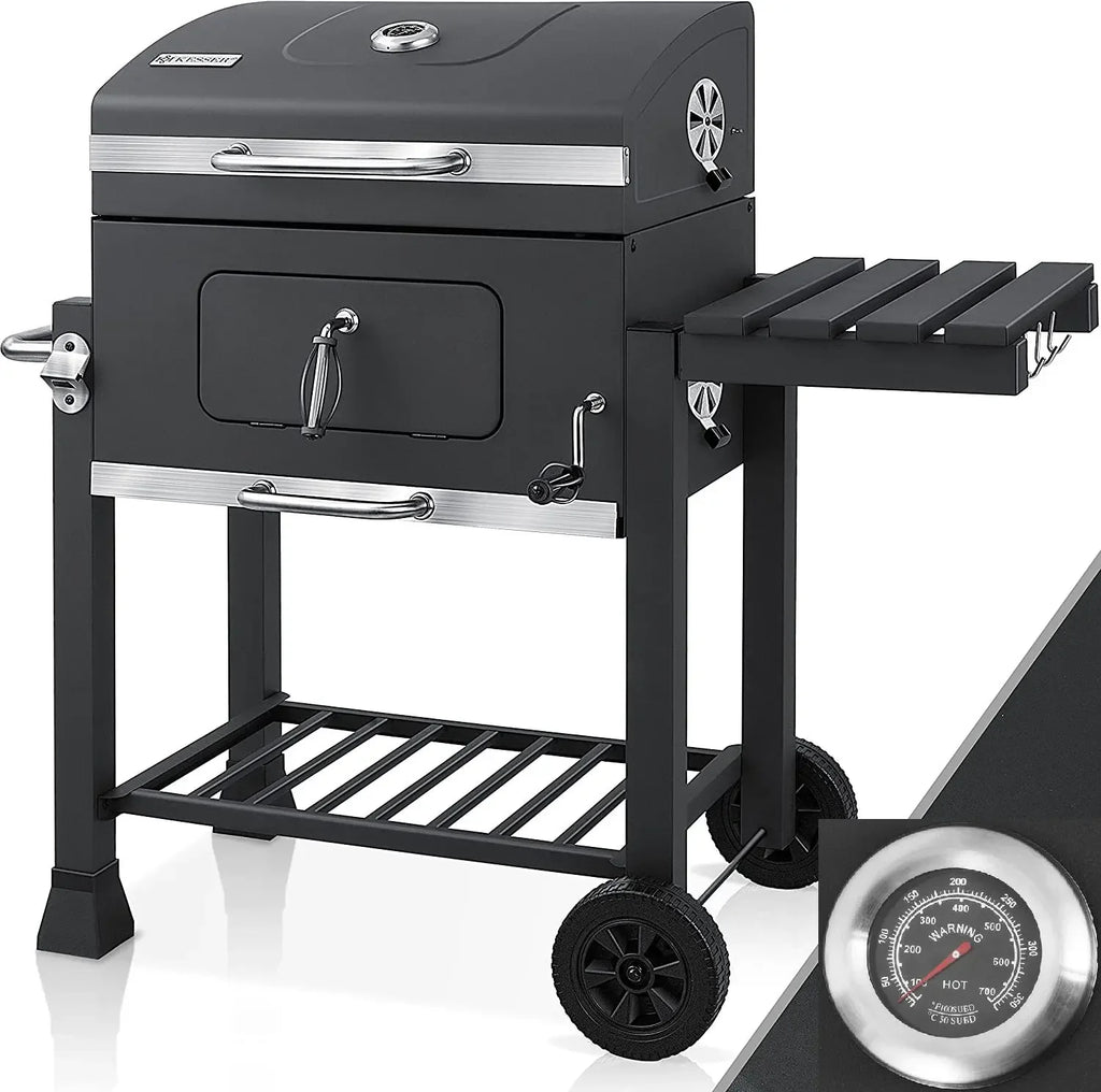 5~10 People BBQ Camping Charcoal Barbecue Stove 2 Wheels Luxurious Configuration Family Garden Outdoor Home Barbecue Grill