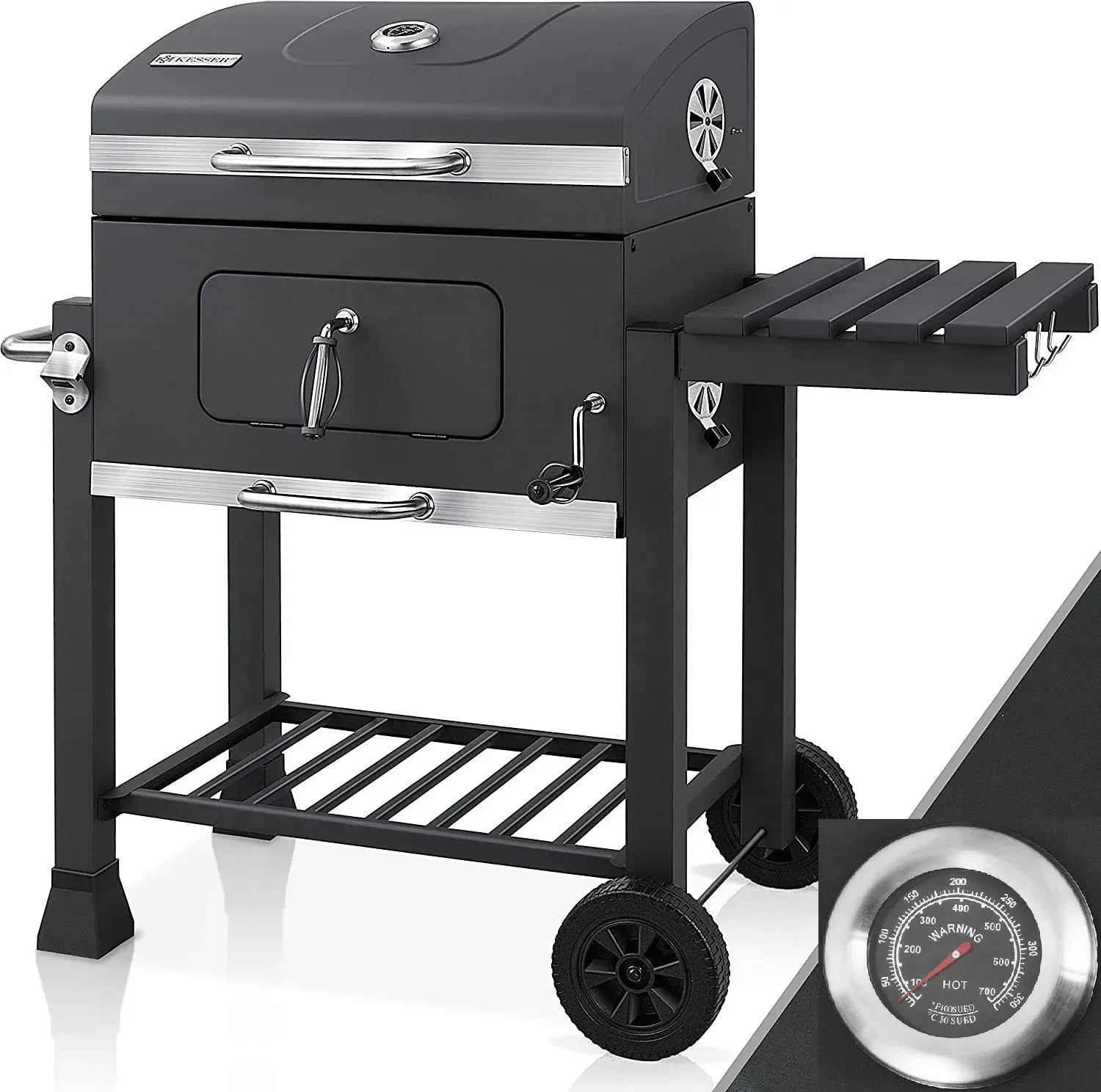 5~10 People BBQ Camping Charcoal Barbecue Stove 2 Wheels Luxurious Configuration Family Garden Outdoor Home Barbecue Grill