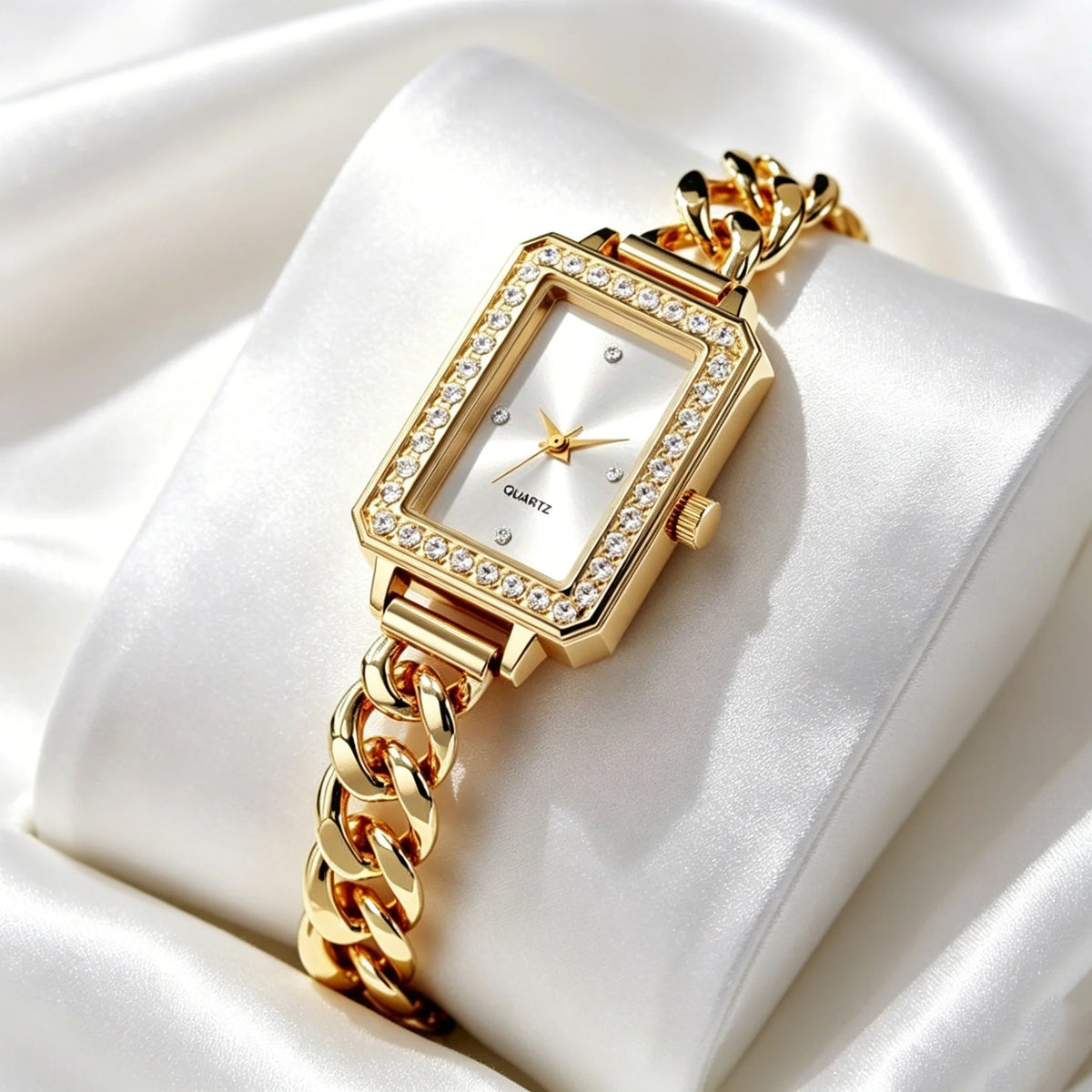 Luxury quartz watch with Roman numeral display zinc alloy case