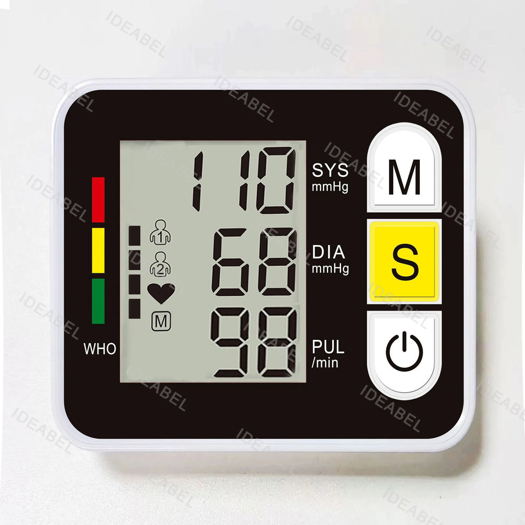 LCD Display Wrist Blood Pressure Monitor Tonometer Tensiometer Automatic Digital Pulsometer Sphygmomanometer Family Diagnostic