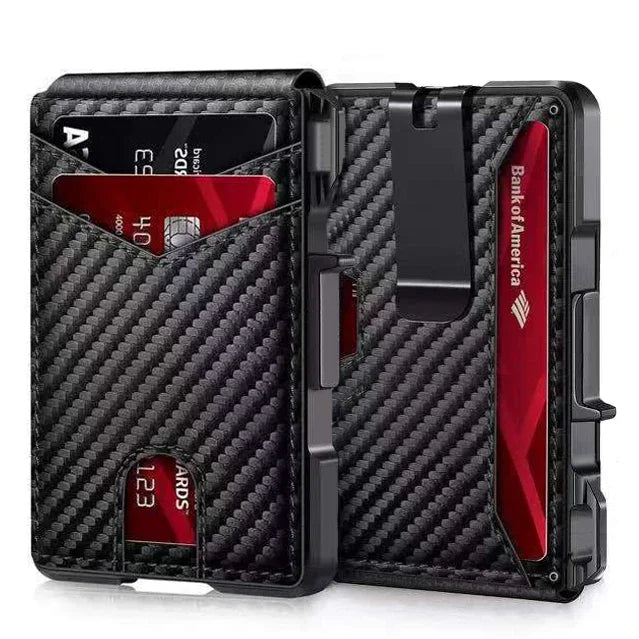 RFID Blocking Mens Wallet | Minimalist Slim Smart Pop-Up Card Holder,