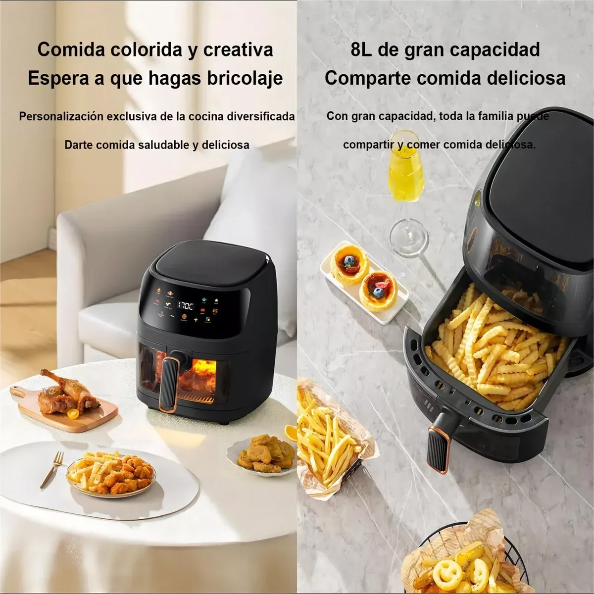 1400W Air Fryer Without Oil House 5L Large Capacity Smart LED Touch Thermal AirFryer Cycle Oven Booker French Fries chickens