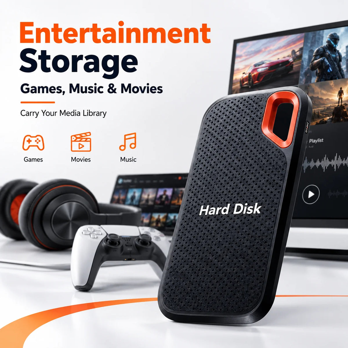 Portable Hard Drive 2TB External SSD Durable Slim Hard Disk USB 3.1 Type-C