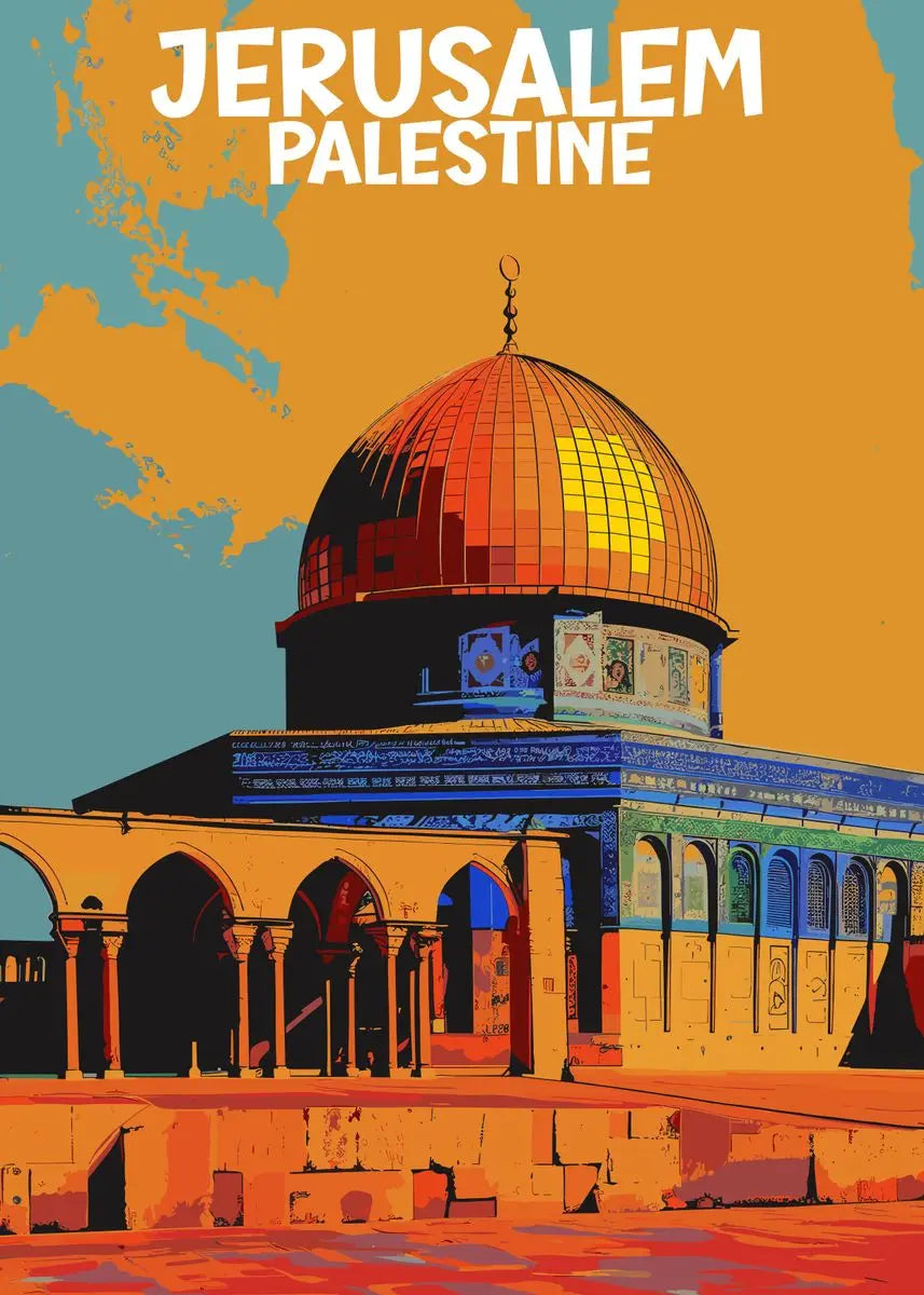 Jerusalem Palestine Travel Poster Religious Shrines Watercolor Prints Canvas Painting Wall Art Pictures Home Living Room Decor