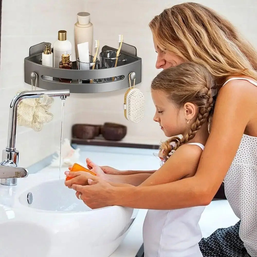 1/2/3Pcs Durable Punch-free Bathroom Shelves Wall-mounted Large Capacity Bathroom Corner Shelf Triangle Save Space Soap Rack