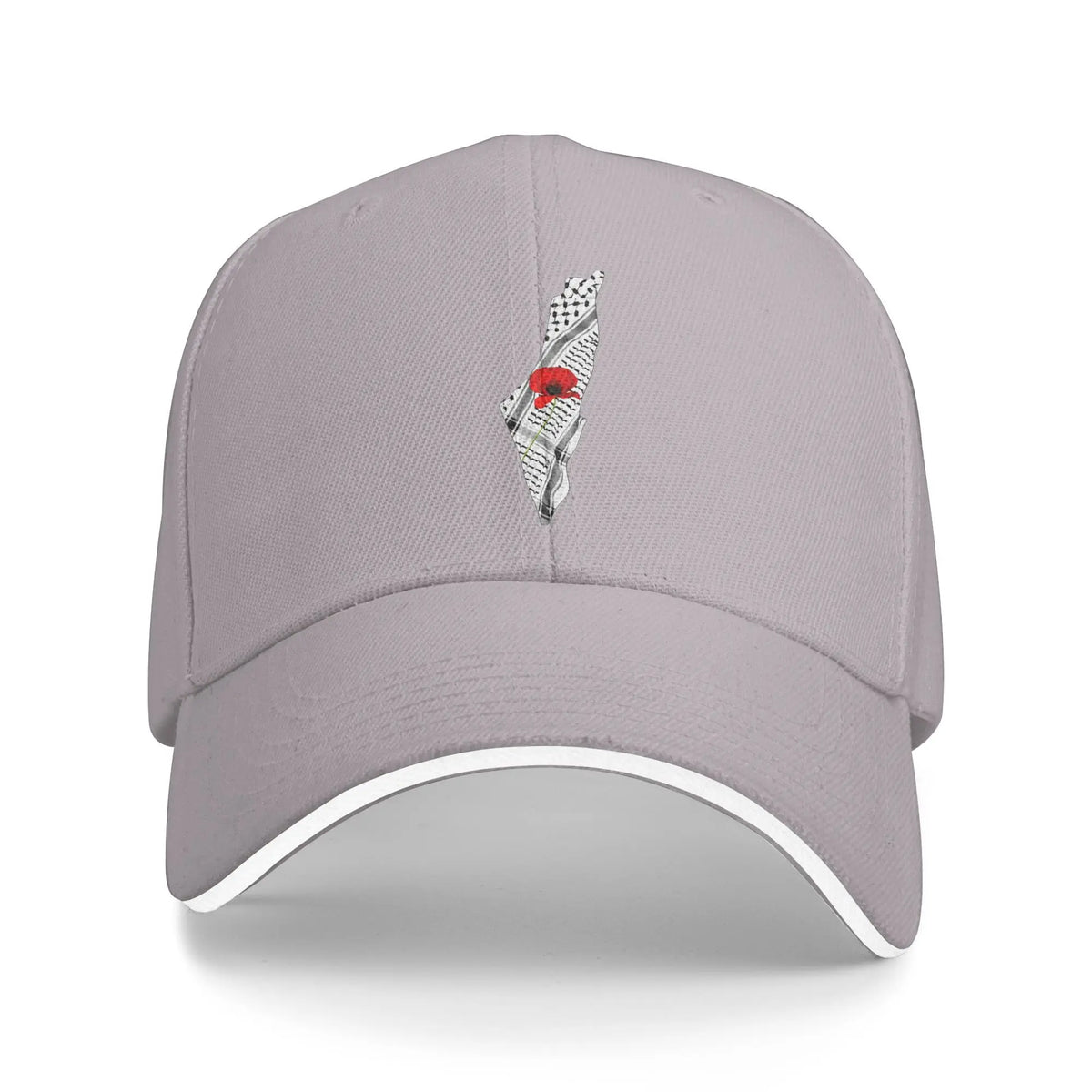 Palestine Map Keffiyeh and Poppy Baseball Cap