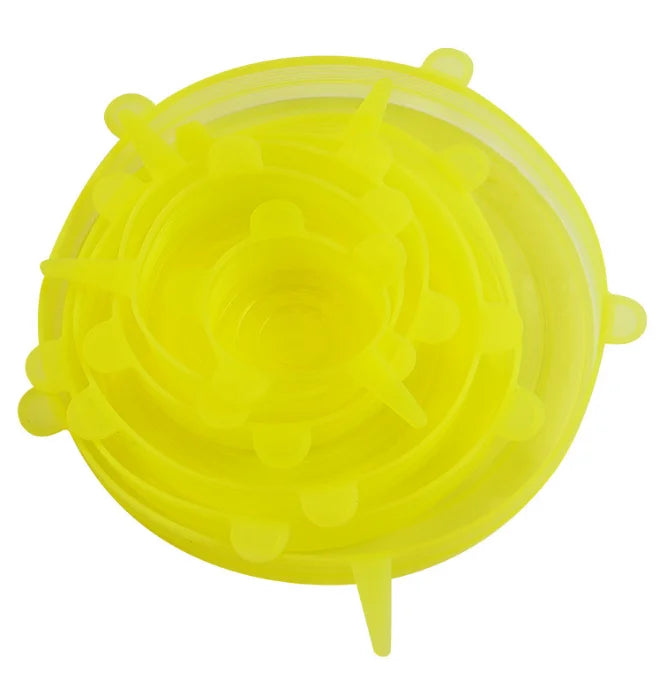 6Pcs Food Grade Silicone Preservation Cover Reusable Airtight Food