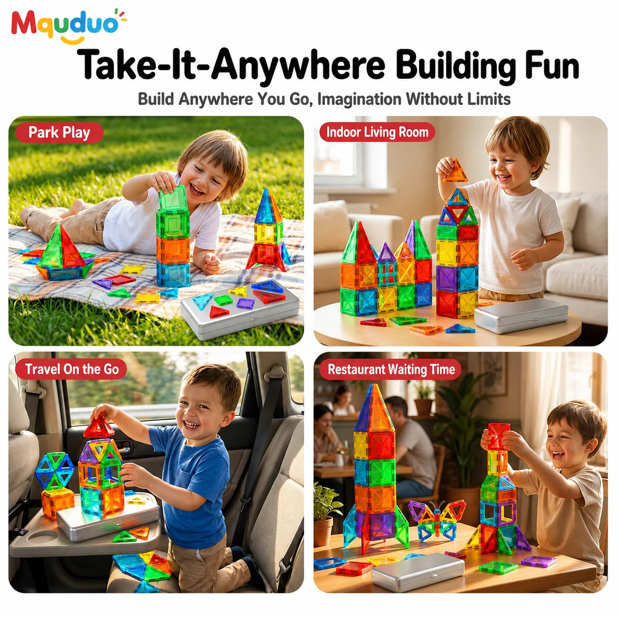 MQUDUO 3D Magnet Construction Kit Magnetic Tiles Puzzle, Modern Home Office Desk Decor Adult Fidget Toy Creative Relaxation Gift