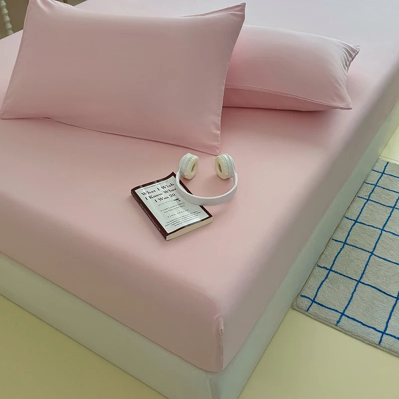 Washed Fitted Sheet with Elastic Bands Non Slip Adjustable Mattress Cover