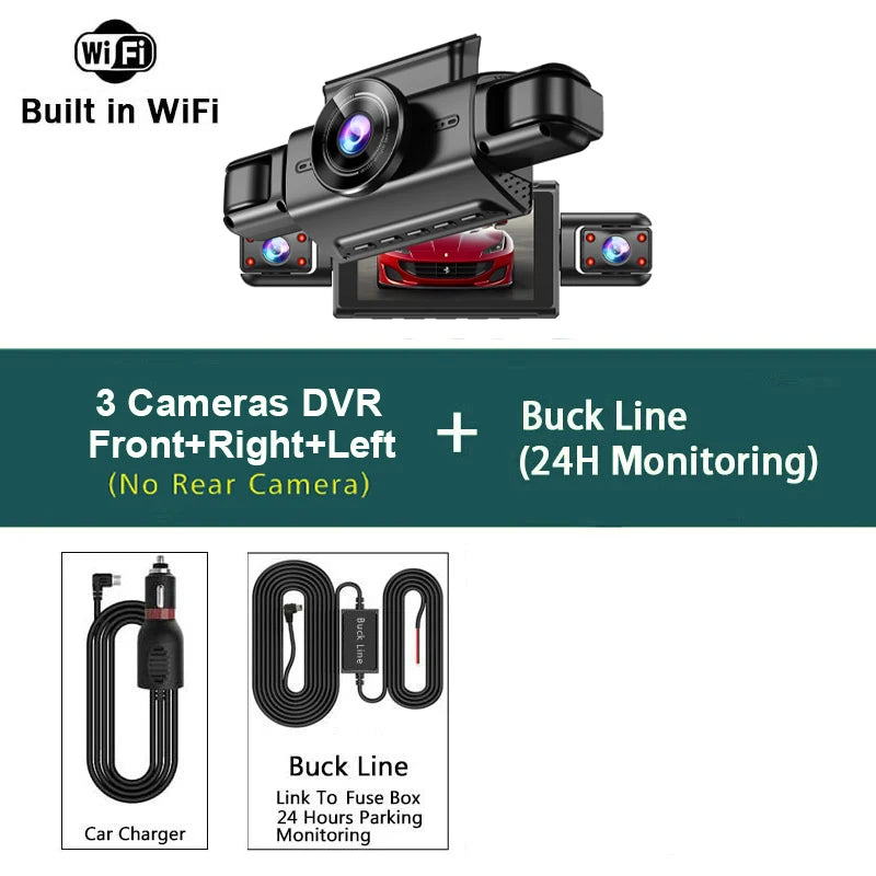 FHD 1080P 4 Channel Full HD Car DVR Wifi Dash Cam 4 Cameras Dashcam Video Recorder Night Vision Black Box Cabin 24H Parking
