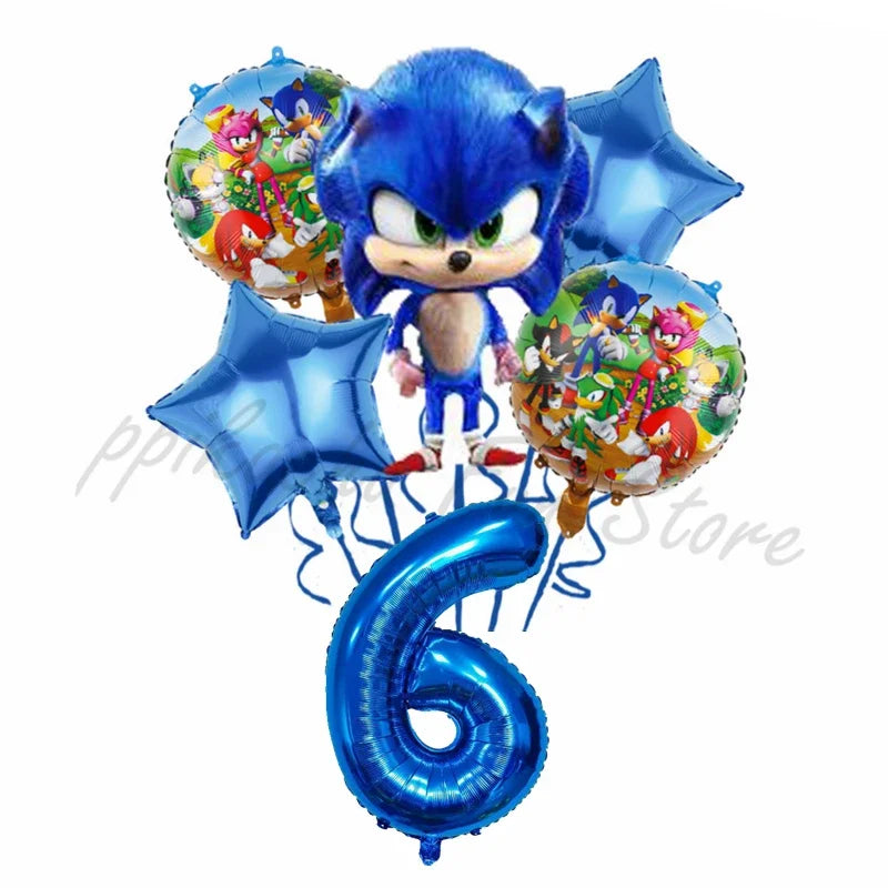 Hot-selling Blue Sonic-themed Digital Combination Balloon Set Birthday Decoration Balloon That Children Love Gift for Kids