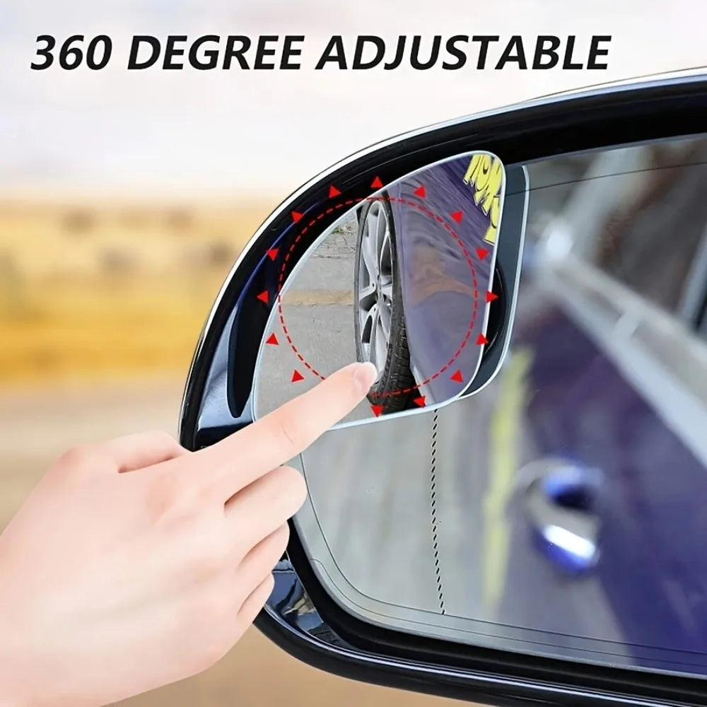 2pcs HD Glass Blind Spot Mirrors Convex Lens Rearview Wide