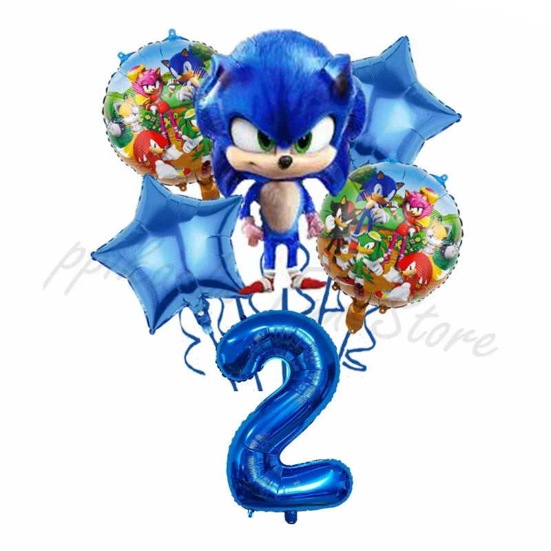 Hot-selling Blue Sonic-themed Digital Combination Balloon Set Birthday Decoration Balloon That Children Love Gift for Kids