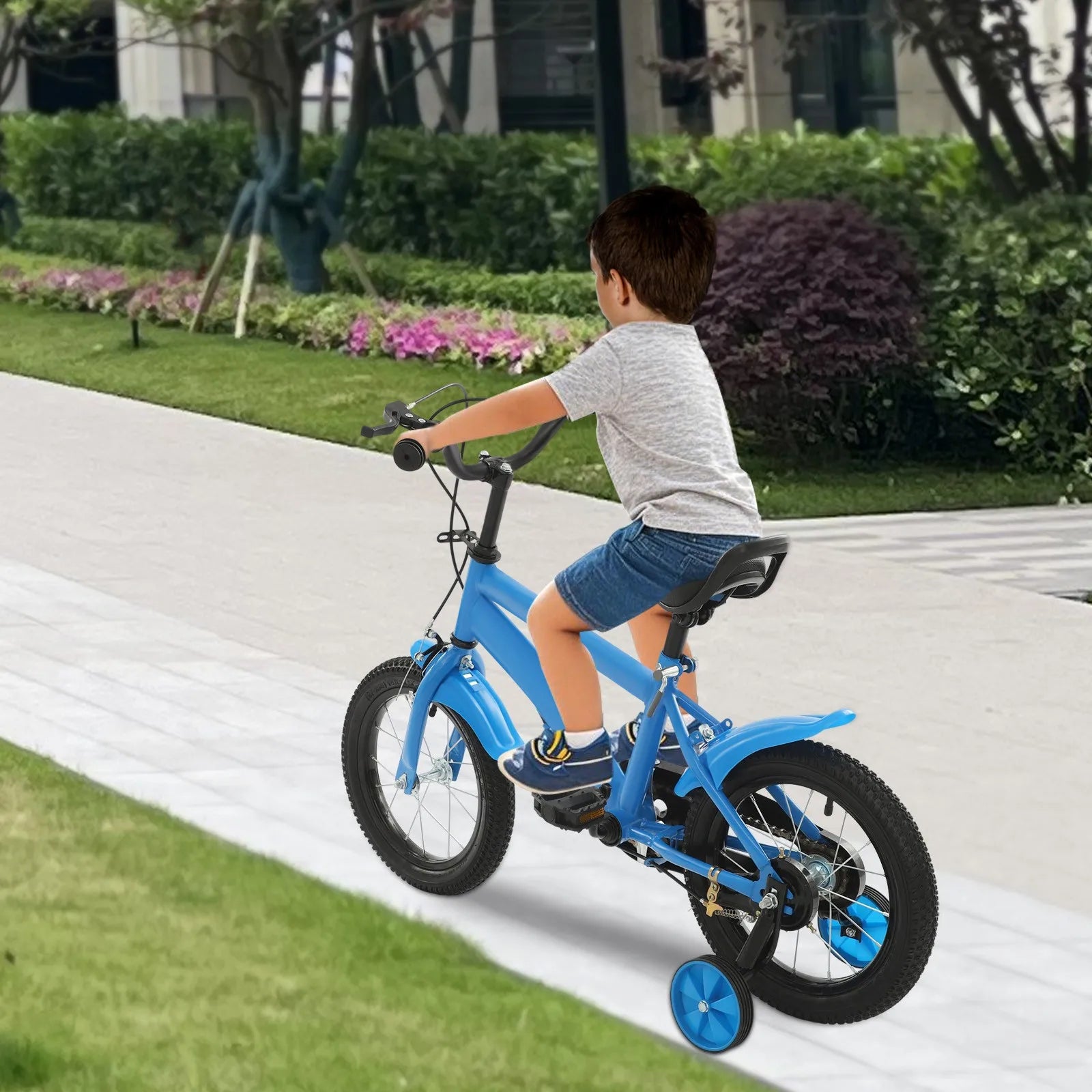 Kids Bike 14 Inch Children Bicycle Boys Girls Kids Bike Unisex with Safety Training Wheel for 3-6 Years Old