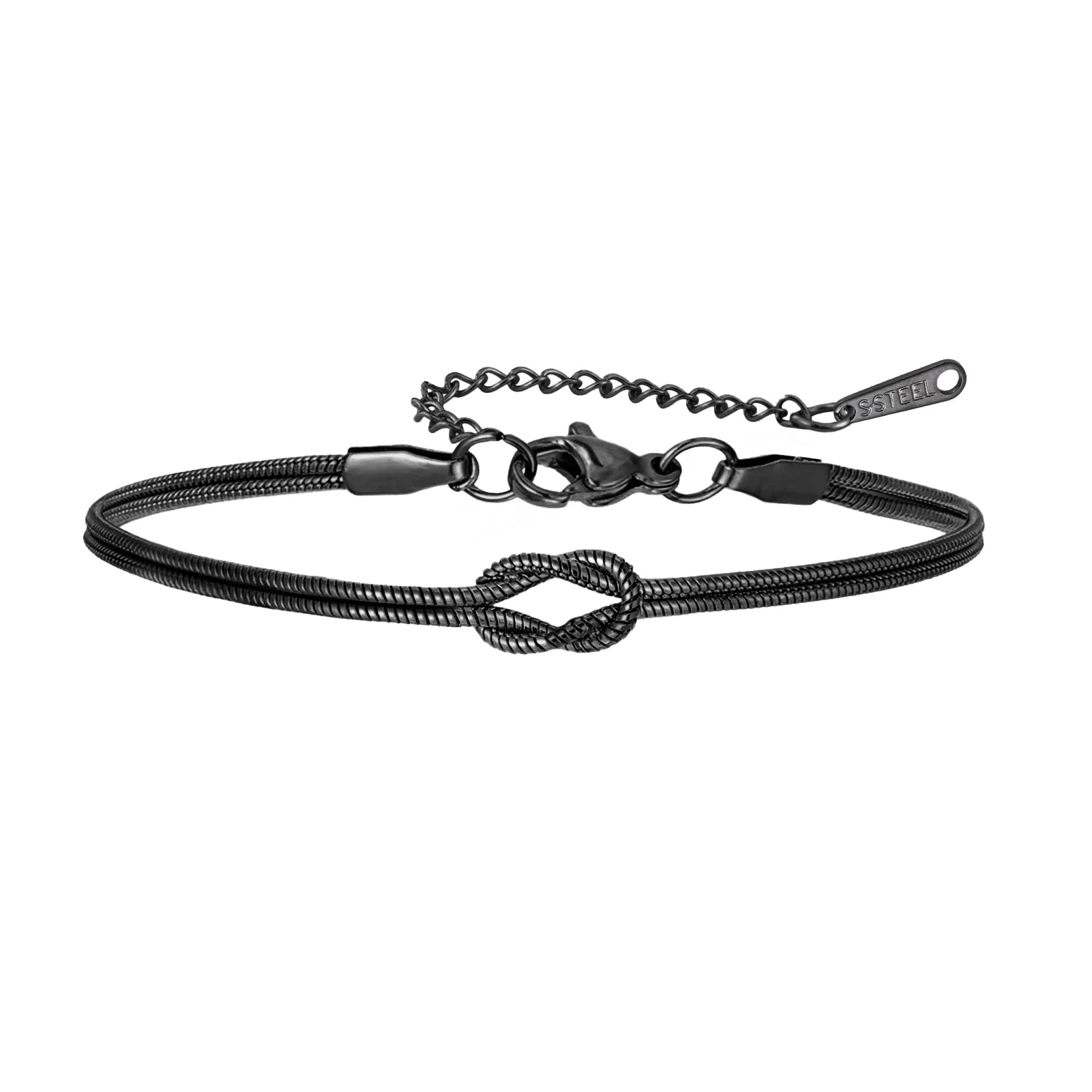 Skyrim Double Snake Chain Love Knot Bracelet Stainless Steel Gold Color Adjustable Bracelets Women Men Couple Minimalist Jewelry