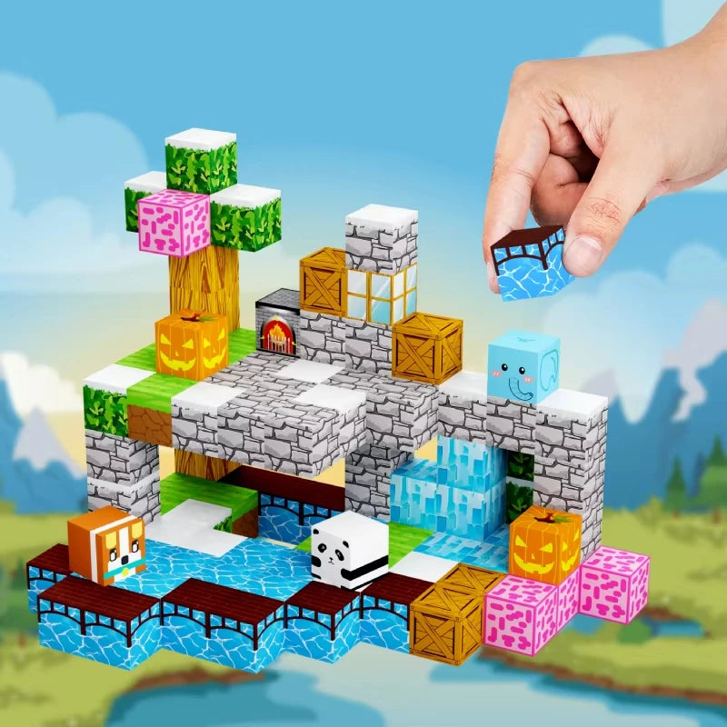 100PCS DIY Magnetic Building Block Set Home-Made Educational Toy Kit for Kids Creative Construction Playset