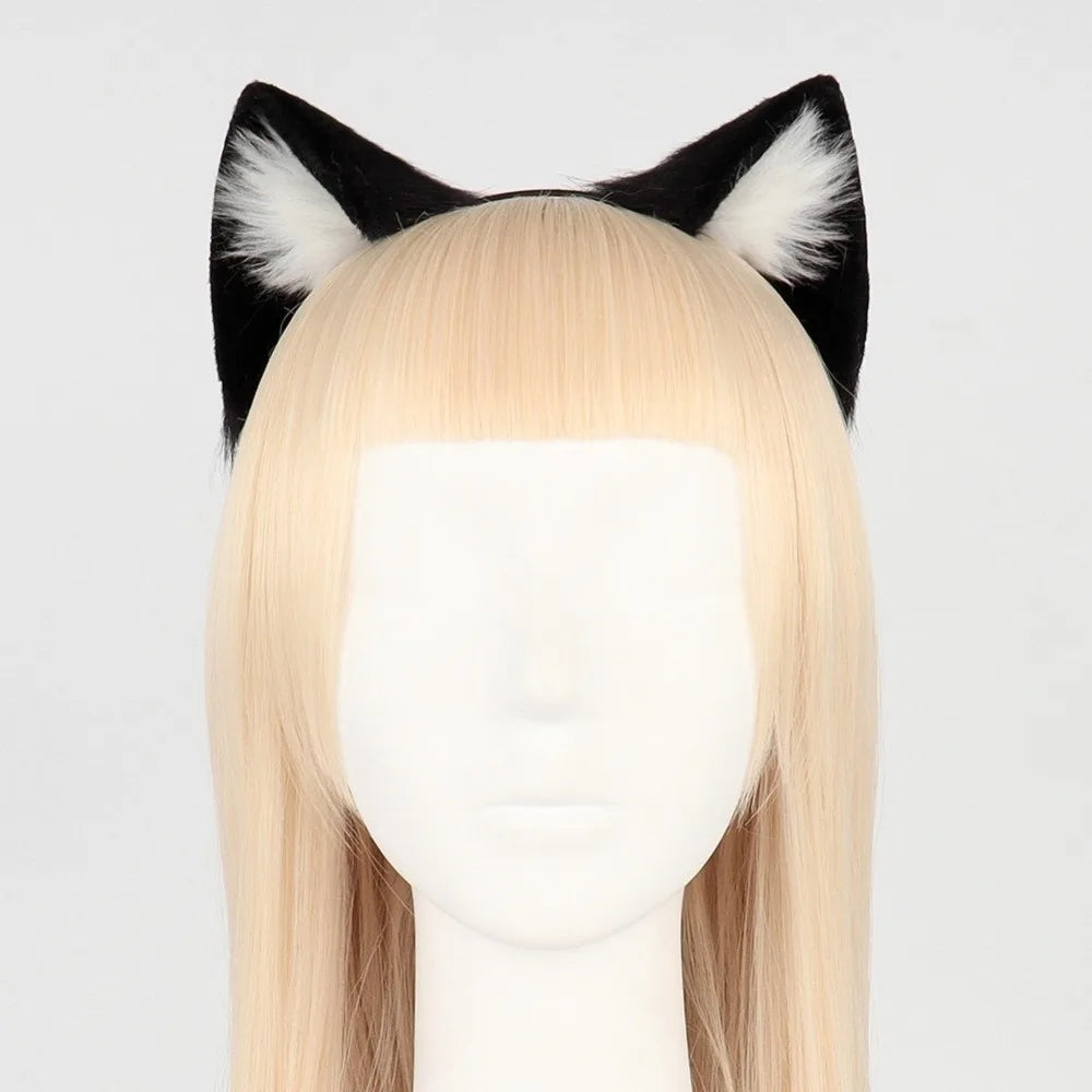 Cute Animal Cat Ears Headband Furry Artificial Gothic Headband Gothic