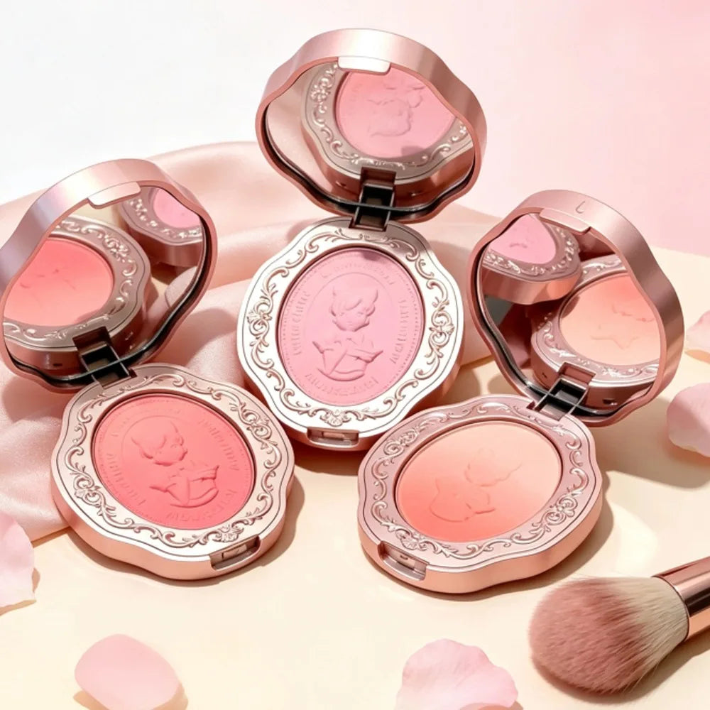Vintage Embossed Gradient Blush Matte Smooth Long‑Wearing Natural Look Cheek Brightening Atmosphere Blush Long Lasting Makeup