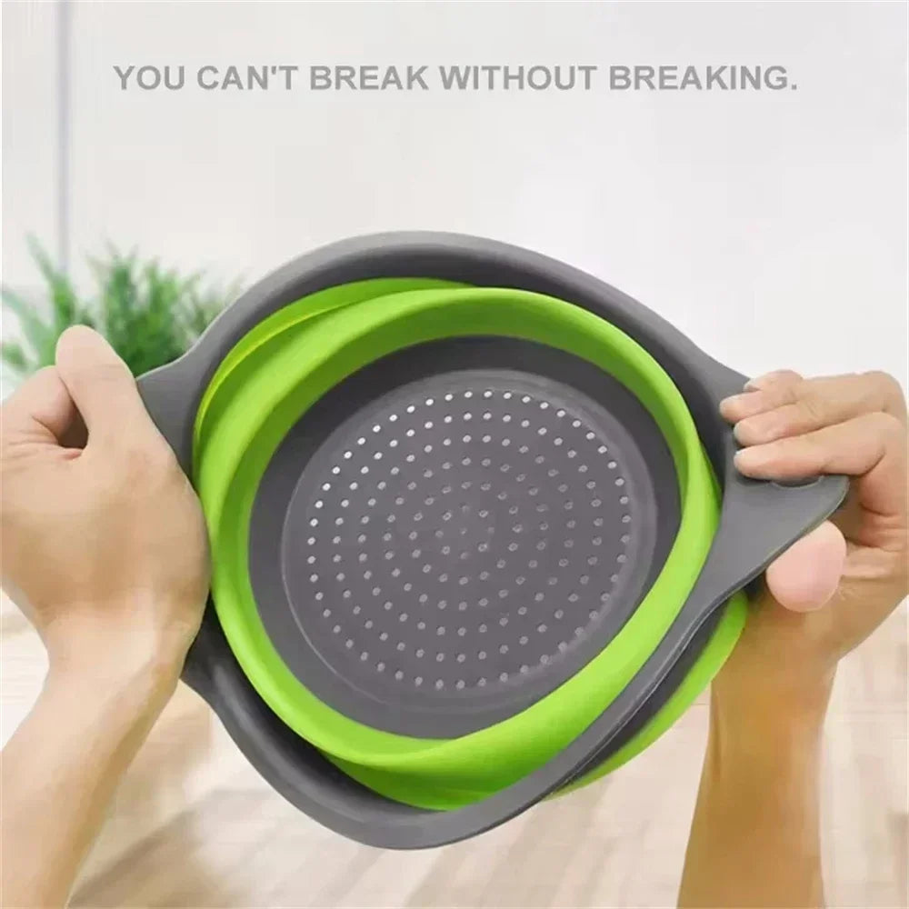 2PCS Silicone Folding Drainer Basket Fruit Vegetable Foldable Colander Kitchen Strainer for Food Pasta Kitchenware Drain Device