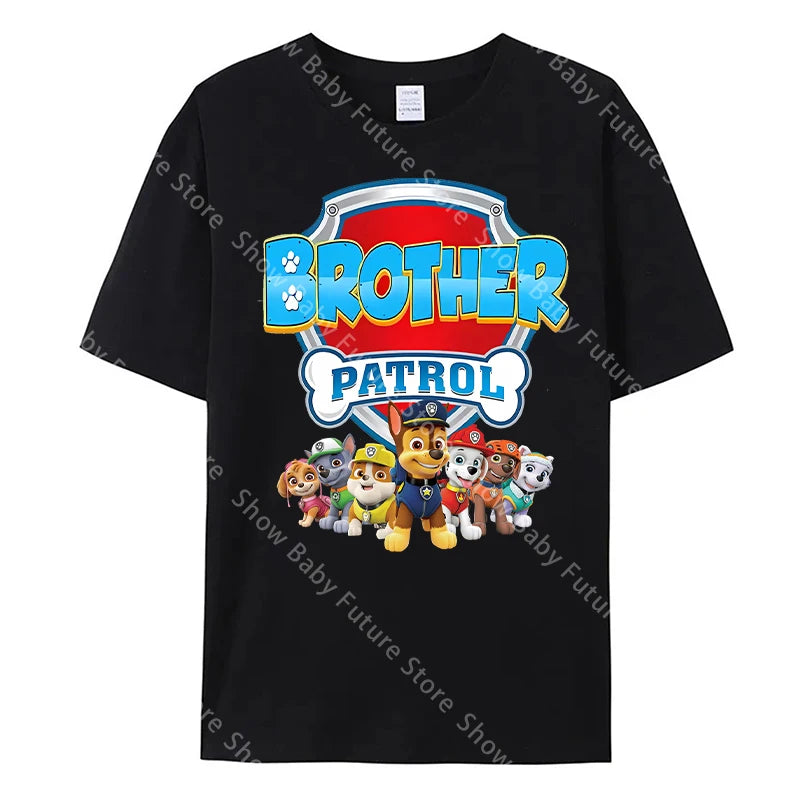 Paws Patrols Adult Dad Mom T-Shirt Tops Man Woman Summer Parent-child Clothing Tee Family Clothes Cartoon Anime Birthday Gifts