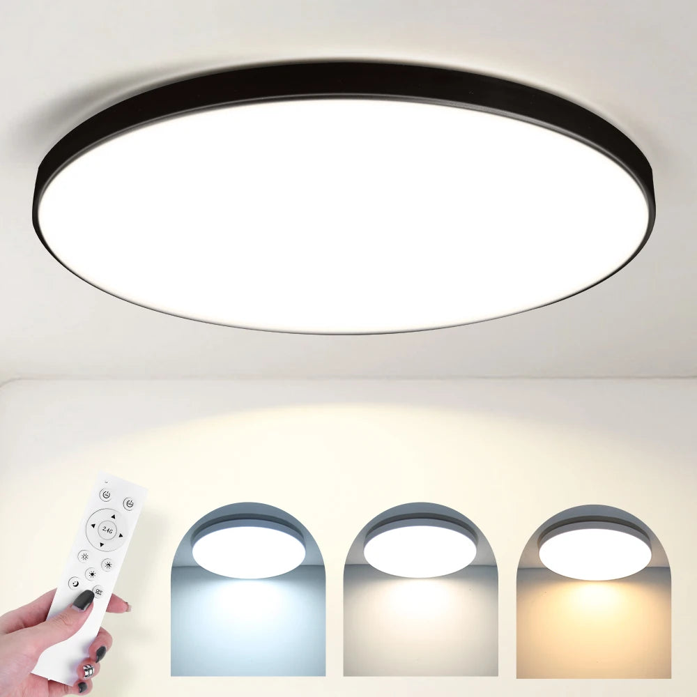 Modern 30W LED Ceiling Light Ultra Thin Acrylic Shade Remote Control