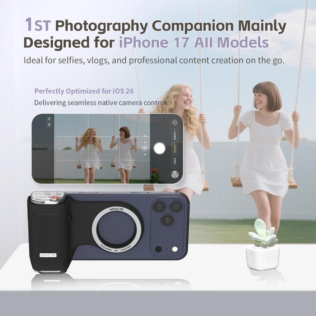 COMITOK Magnetic Phone Grip with Remote Control Portable Shooting Handle for iPhone