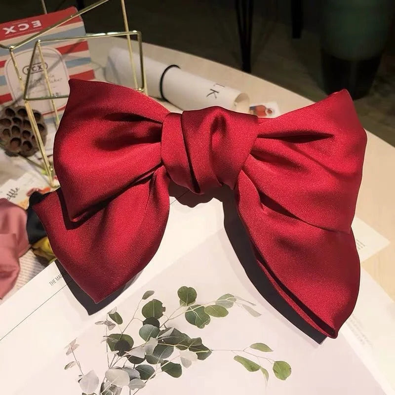 Solid Color Bow Ribbon Hair Clip New Women Large Bowknot Barrettes