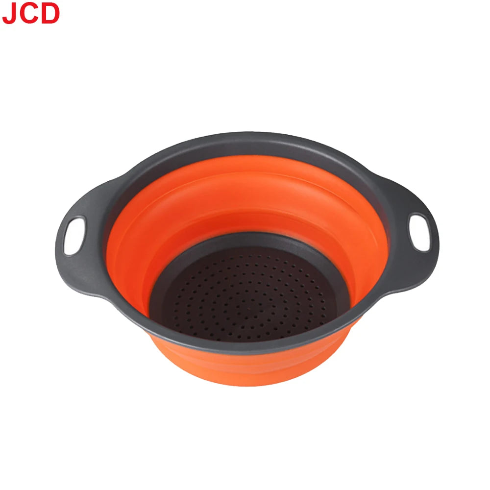 JCD 1pcs Fruit Vegetable Washing Basket Foldable Strainer Silicone Colander Dish Collapsible Drainer Filter Kitchen Storage Tool