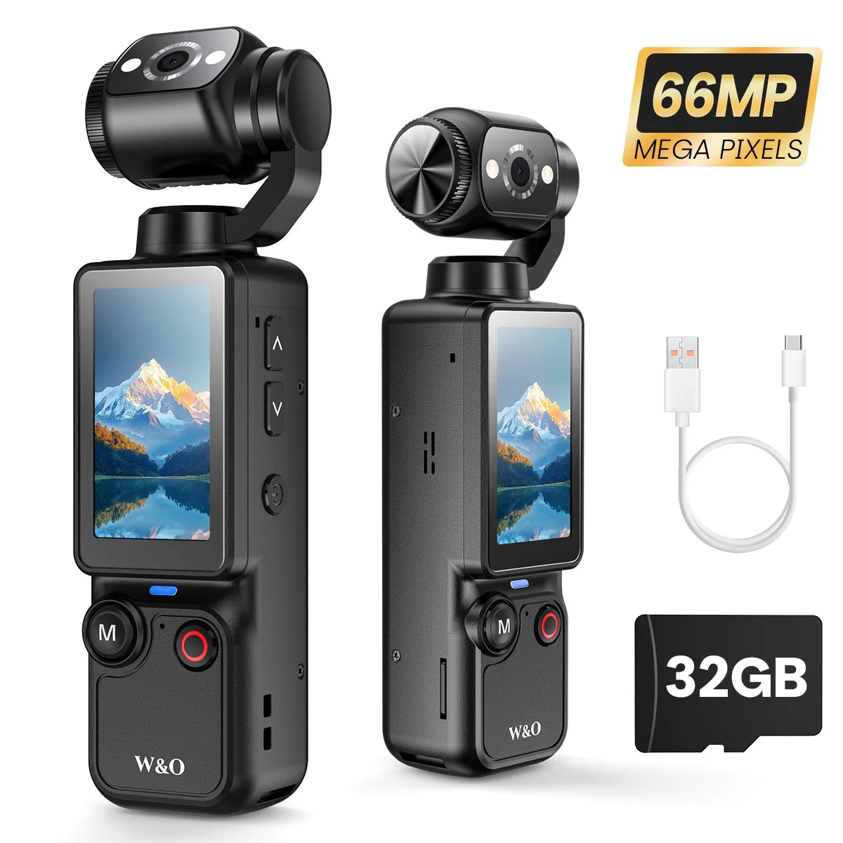 Portable Handheld Digital Camera, 1 Megapixel Resolution, 16x Digital Zoom, 2.5K Video Recording, 180° Rotating Lens, With Flash
