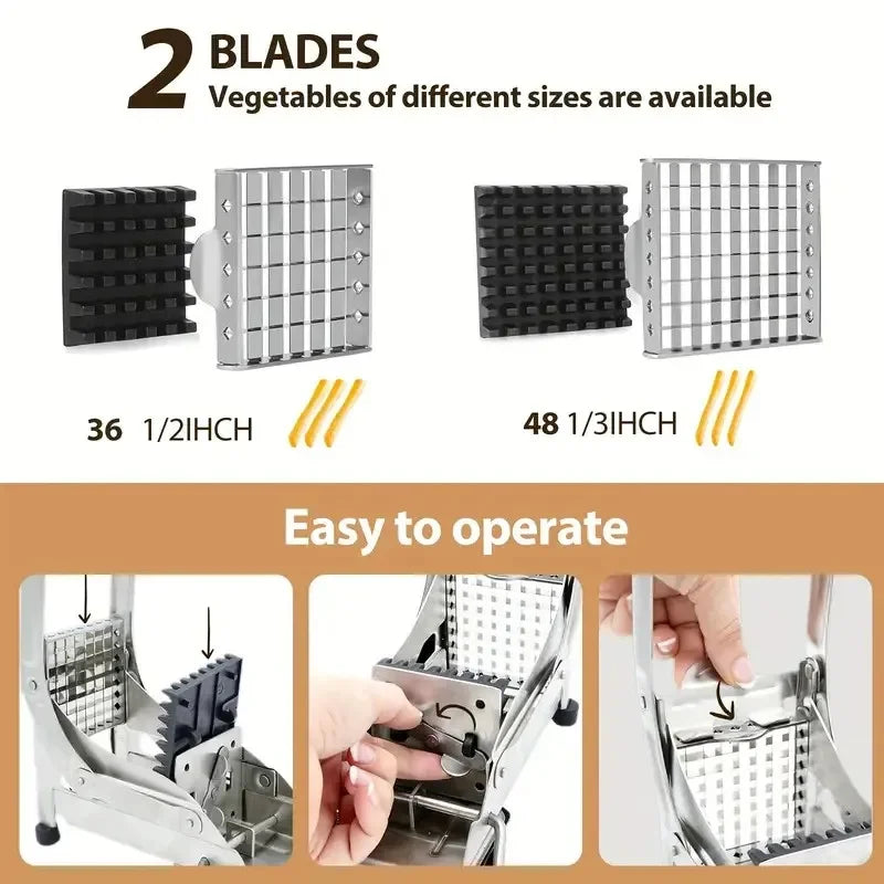 1Pack Stainless Steel Manual Potato Cutter 4-in-1