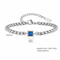 Square Blue Black Stone Bracelet for Men,Adjustable Stainless Steel Box Chain Wristband,Trendy Jewelry Gift for Him Dad
