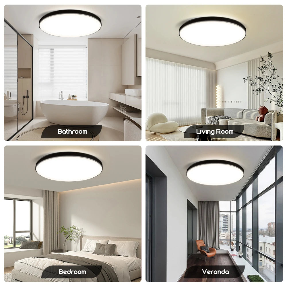 Modern 30W LED Ceiling Light Ultra Thin Acrylic Shade Remote Control