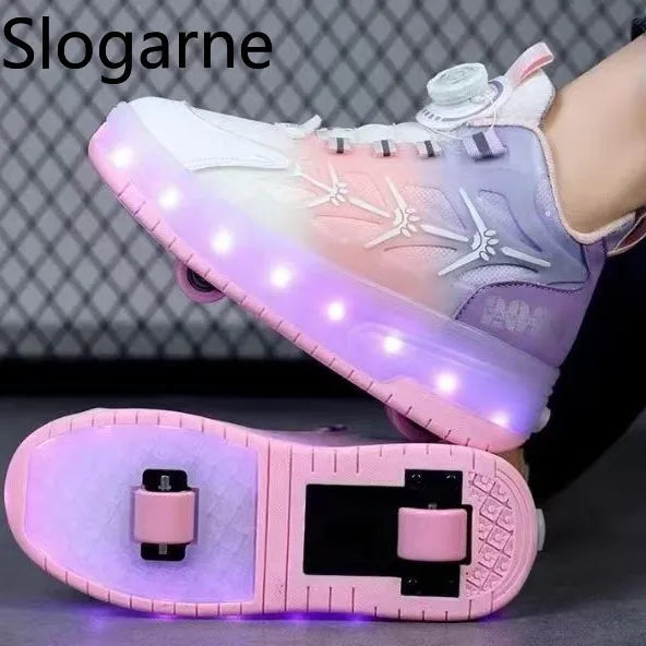 Children New Roller Sneaker Girls 2 Wheels Roller  with LED Light