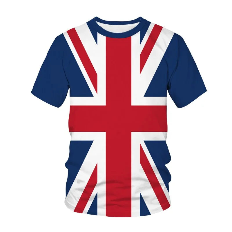 New Casual Men's Summer 3D T-Shirt British Flag Print Short Sleeve Sports Party Travel Street T-Shirt Family Hot Sale