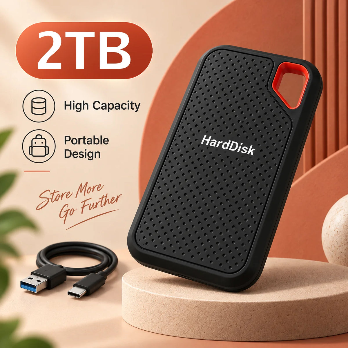 2TB External Hard Drive USB3.1 Mobile Storage Hard Disk