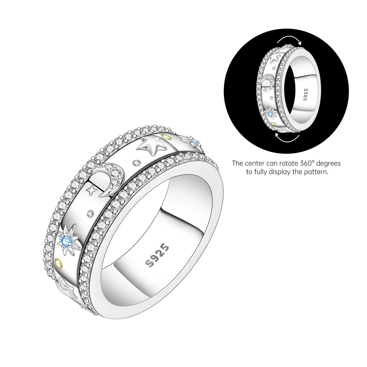 PANPOKI S925 Sterling Silver Flower Butterfly Insect Closed Ring