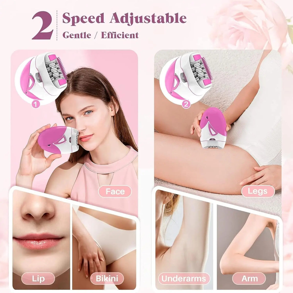 Rechargeable Epilator Women Electric Facial & Body Hair Remover