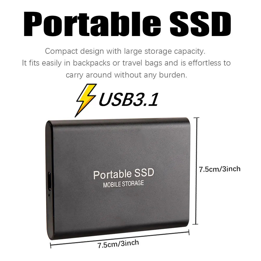 Original External High-speed Mobile Hard Drive, USB 3.1, Large-capacity Solid-state Drive, Ultra-large Storage Space,Mac PC Use