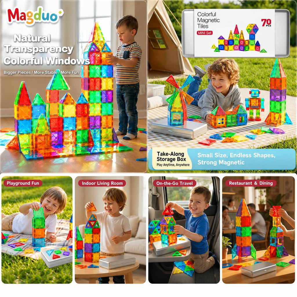 MQUDUO 3D Magnet Construction Kit Magnetic Tiles Puzzle, Modern Home Office Desk Decor Adult Fidget Toy Creative Relaxation Gift