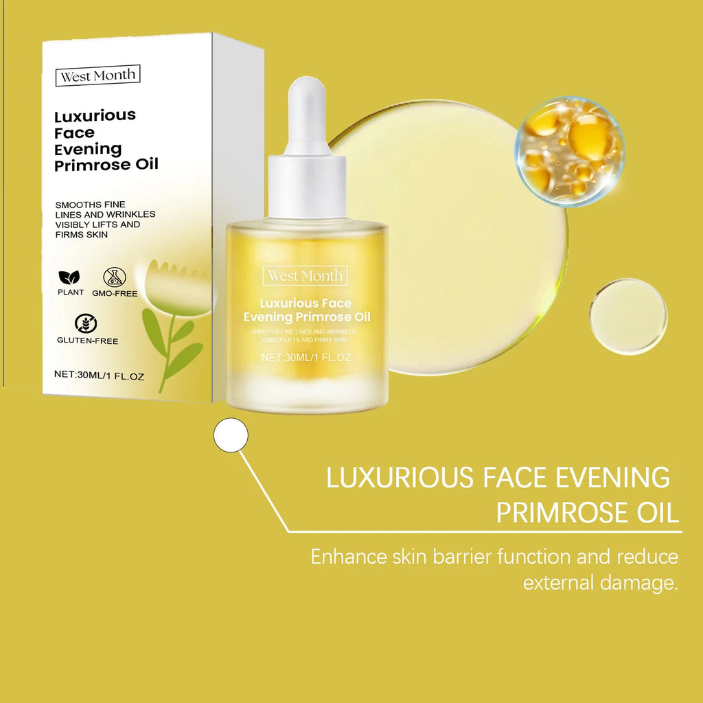 West Month Luxury Evening Primrose Oil Moisturizing Facial Lifting Deep Hydration Face Oil for Glowing Skin Brightening Products