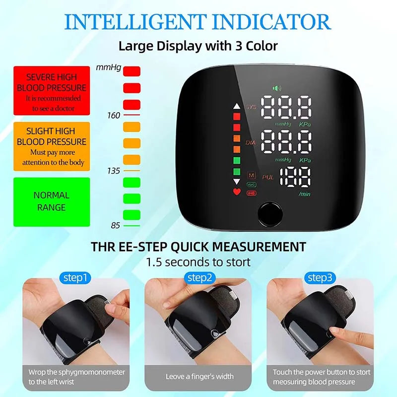 Wrist Type Blood Pressure Monitor LED Display
