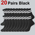 1/10/20 Pairs Unisex Striped Crew Socks Soft Breathable