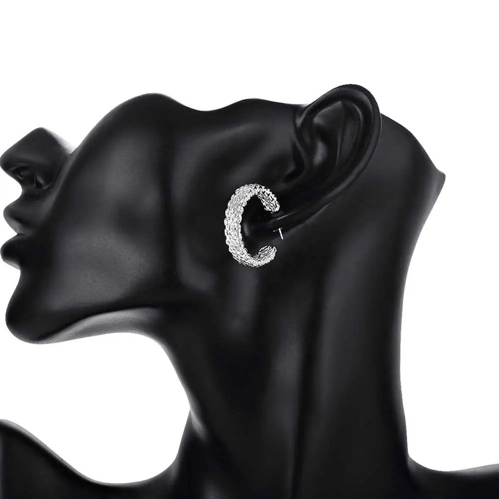 Popular fine 925 Sterling Silver charms stud Earrings for Women