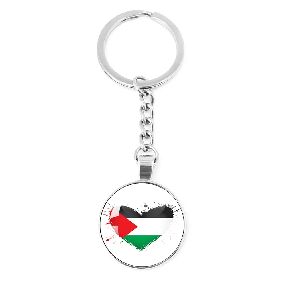 Personalized Art Patterns  Palestine Nation Flag Emblem 25mm Glass Cabohcon Keychain