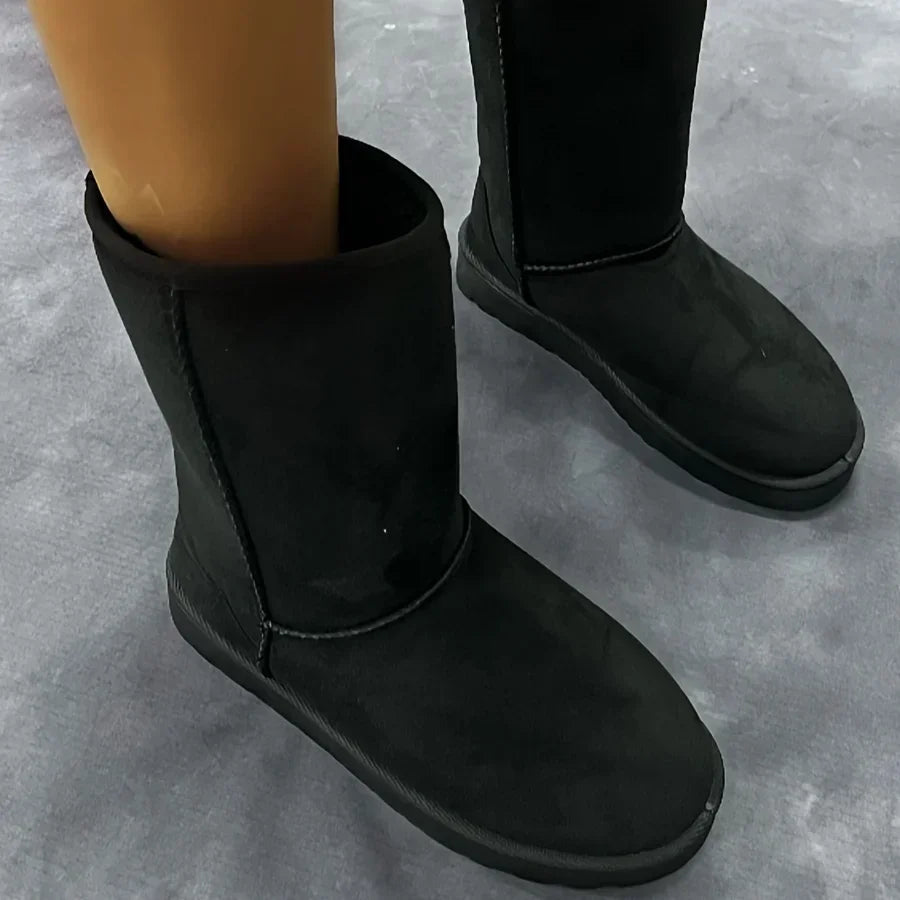 Comfortable Solid Color Medium Top Snow Boots Versatile Non-slip