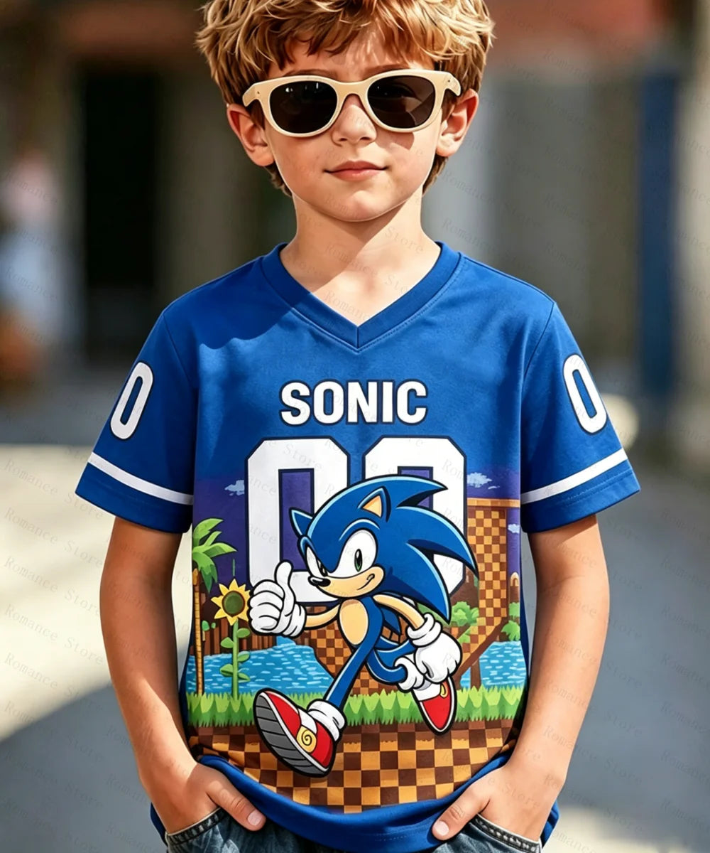 Sonic The Hedgehog Kids T Shirt Boys Girls Cartoon Print Short Sleeve Sport Jersey Children Summer Casual Tee Tops Adult T-shirt
