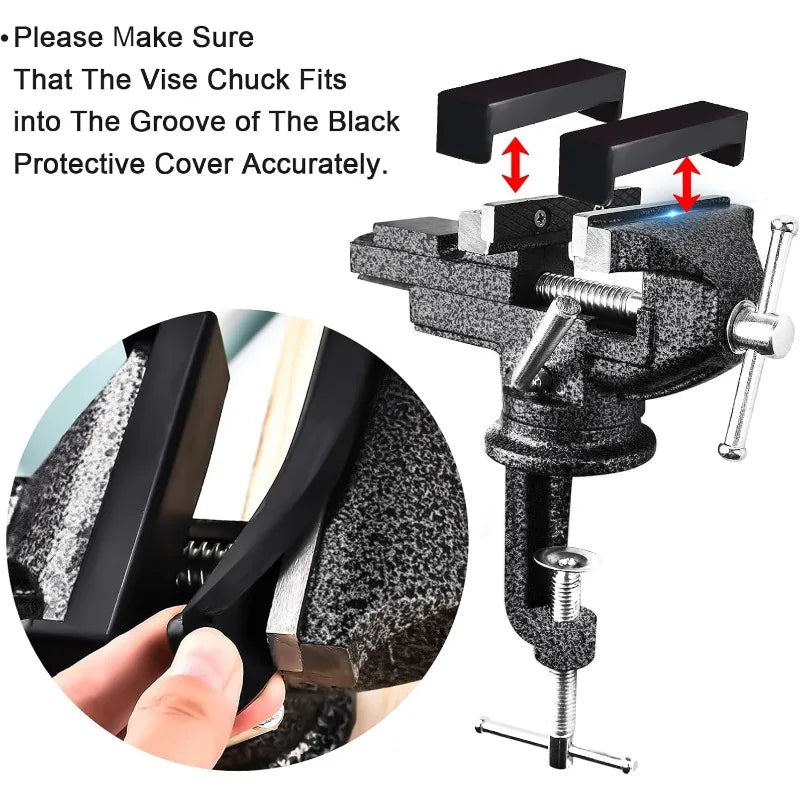 3 Inch Universal Bench Vise 360° Swivel Base Clamp‑on Table