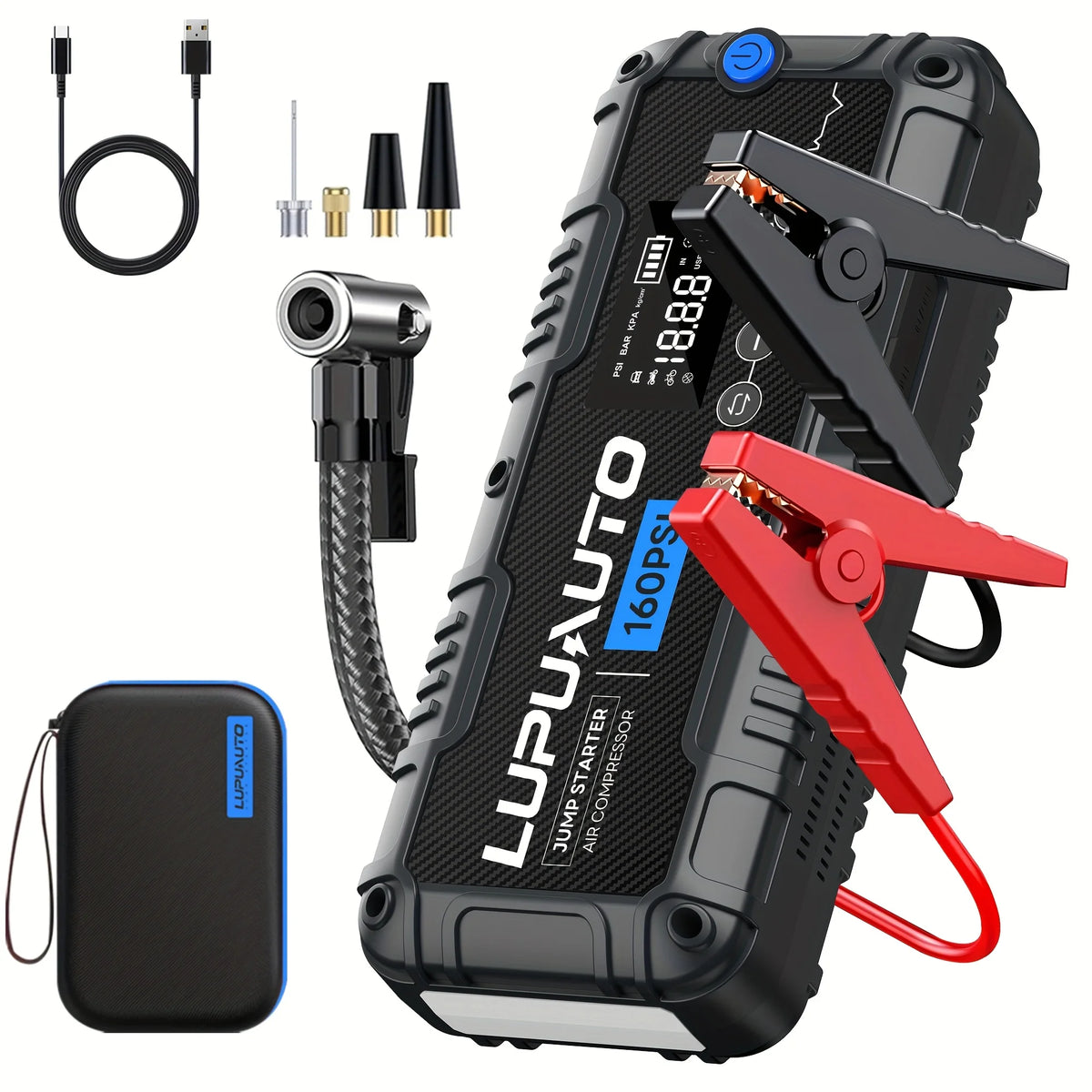 4 In 1 Car Jump Starter with LED Lighting 4000A Portable