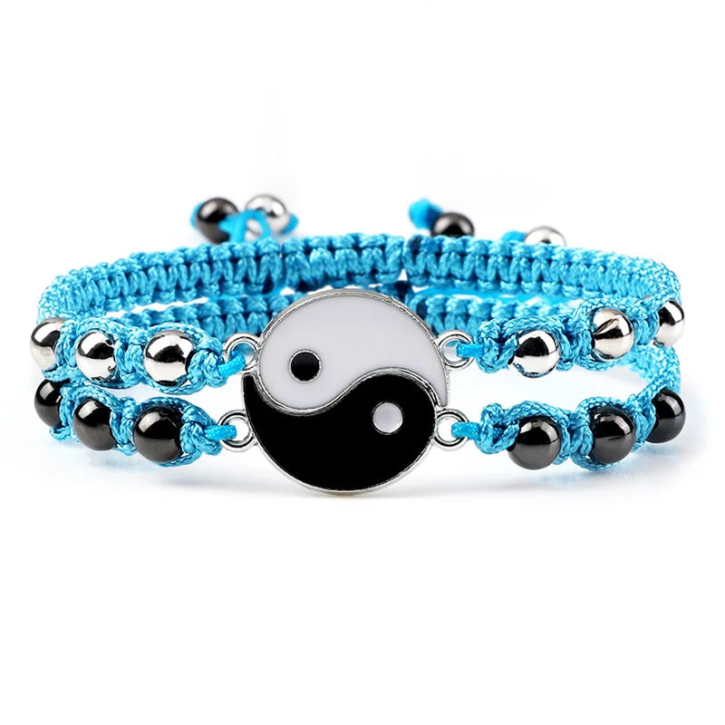 2Pcs/set Dragon Tai Chi Gossip Braided Bracelet for Women Men Best Friends Adjustable Yin Yang Bracelets Fashion Couple Jewelry